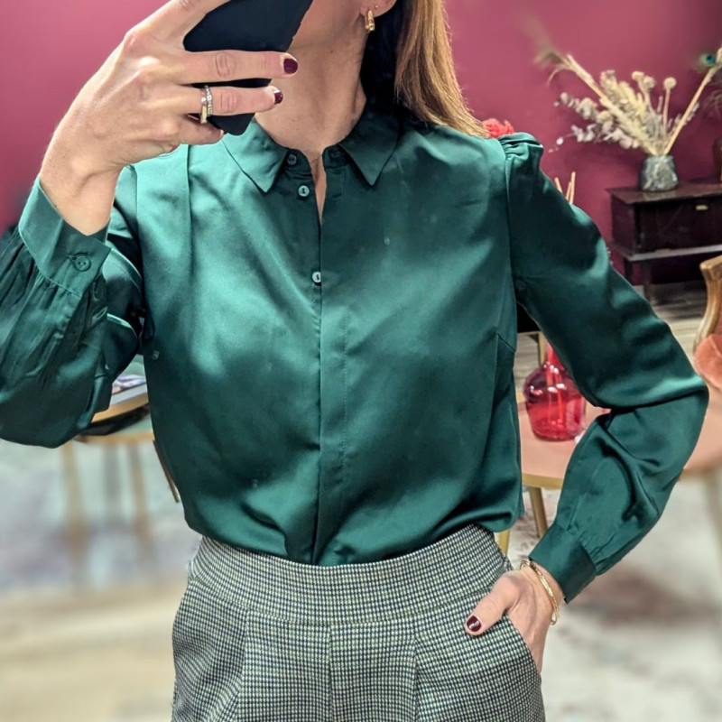 5533 CHEMISE ELLETTE SATIN VERT