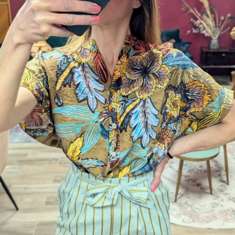 6541 CHEMISE OVER GLAM PRINT TABAC FLOWER