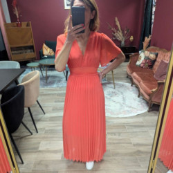 6759 ROBE PLISSEE CORAIL
