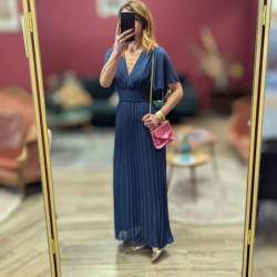 6772 ROBE PLISSEE MARINE