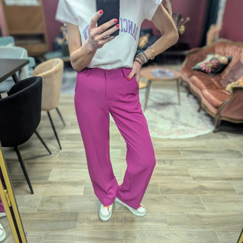 6463 PANTALON EVASE LONG CITY ORCHIDEE ROSE