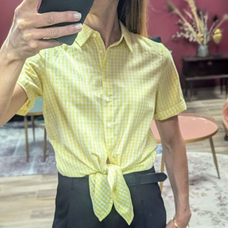 6856 CHEMISE NIKITA VICHY JAUNE A NOUER