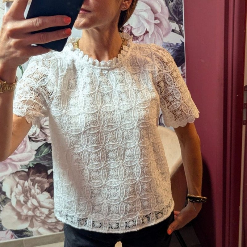 6843 BLOUSE ROSACE ECRUE