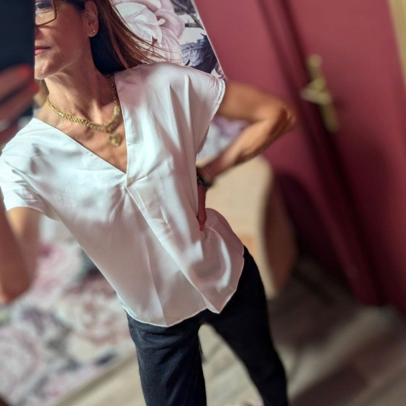 4061 BLOUSE ELLETTE SATIN BLANC