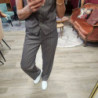7028 PANTALON EVASE LONG CAPPUCINO ELASTIQUE DOS