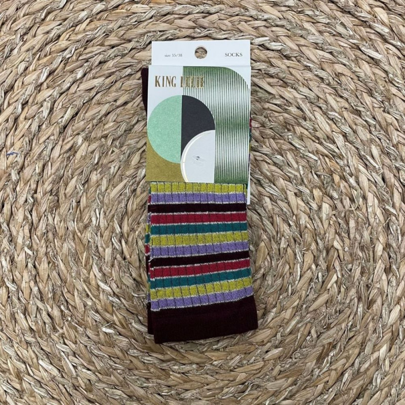 7090 CHAUSSETTES RIB STRIPE PORTO RED