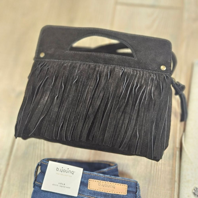 7101 SAC MUSIKA NOIR SUEDE FRANGES