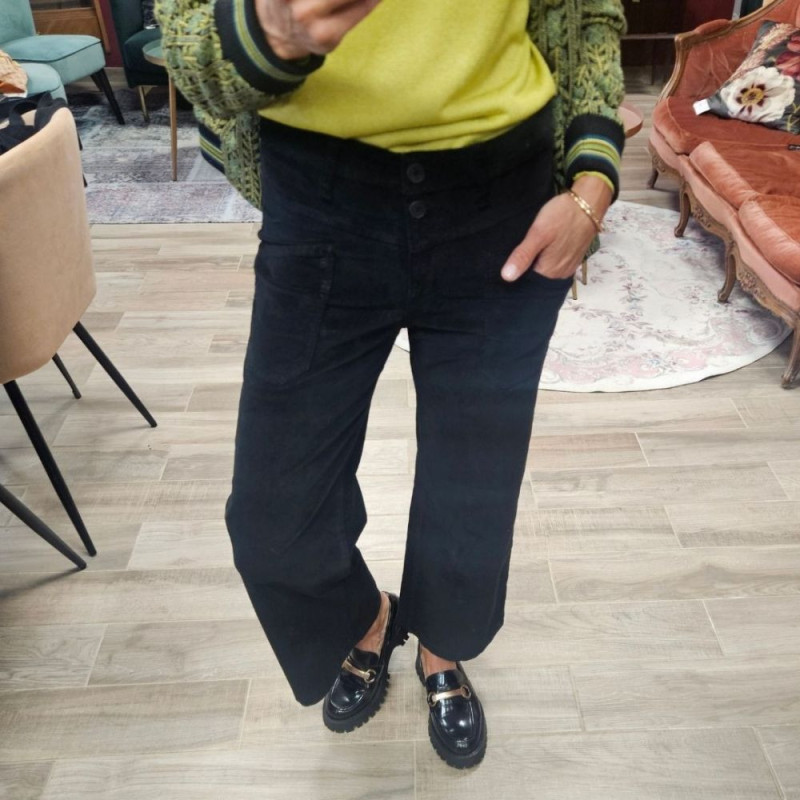 7155 PANTALON VINTAGE STONE VELOUR NOIR