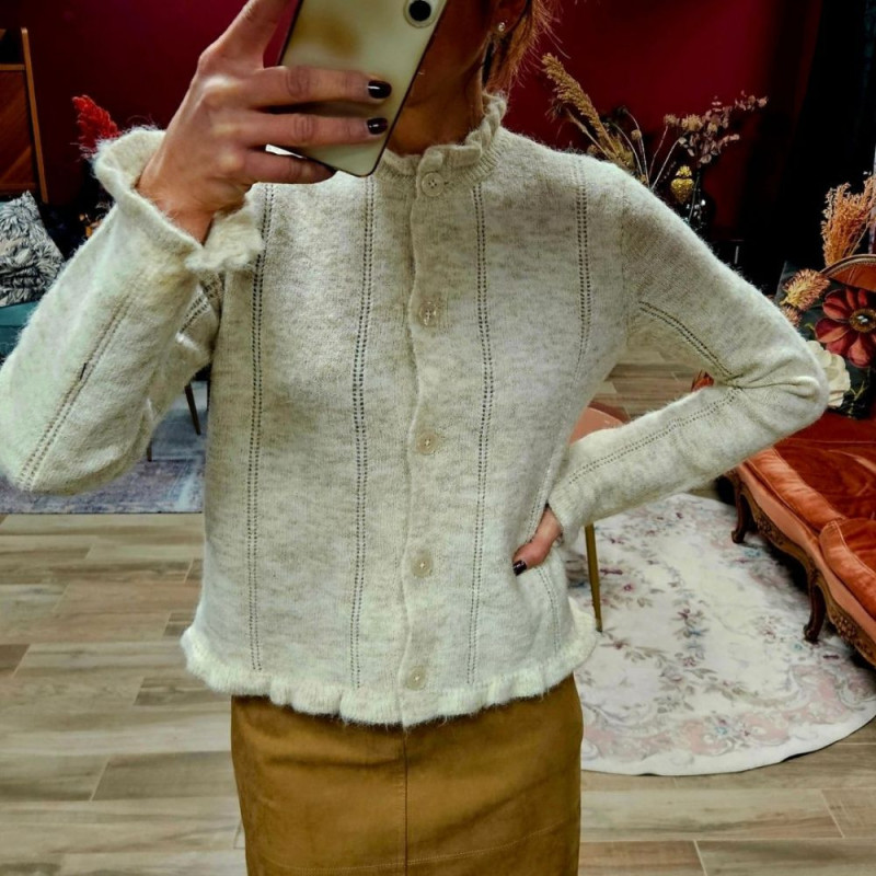 7379 CARDIGAN JASMIJN BIRCH ECRU