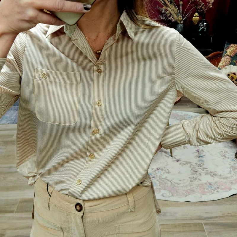 6989 CHEMISIER CARLA ECRU ET BEIGE