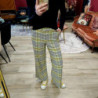 7514 PANTALON KOOKS FEDERICA CARREAUX VERT NOIR