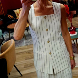 7792 GILET RAYE VIC BLANC