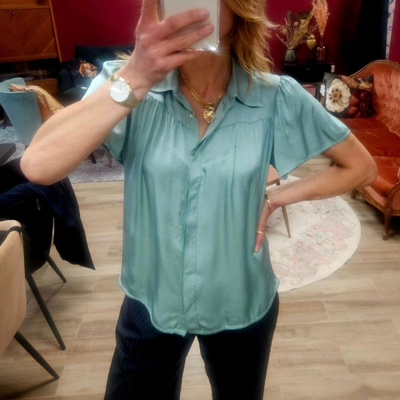 7766 CHEMISE AMPLE PEINTRE MC SILKY TOUCH VERT POUDRE