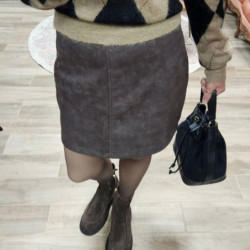 8122 JUPE ARIANA SIMILICUIR COFFEE